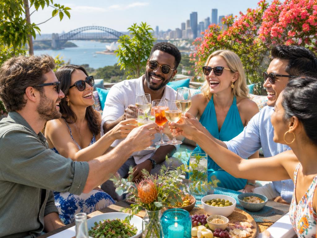 Friends celebrating together